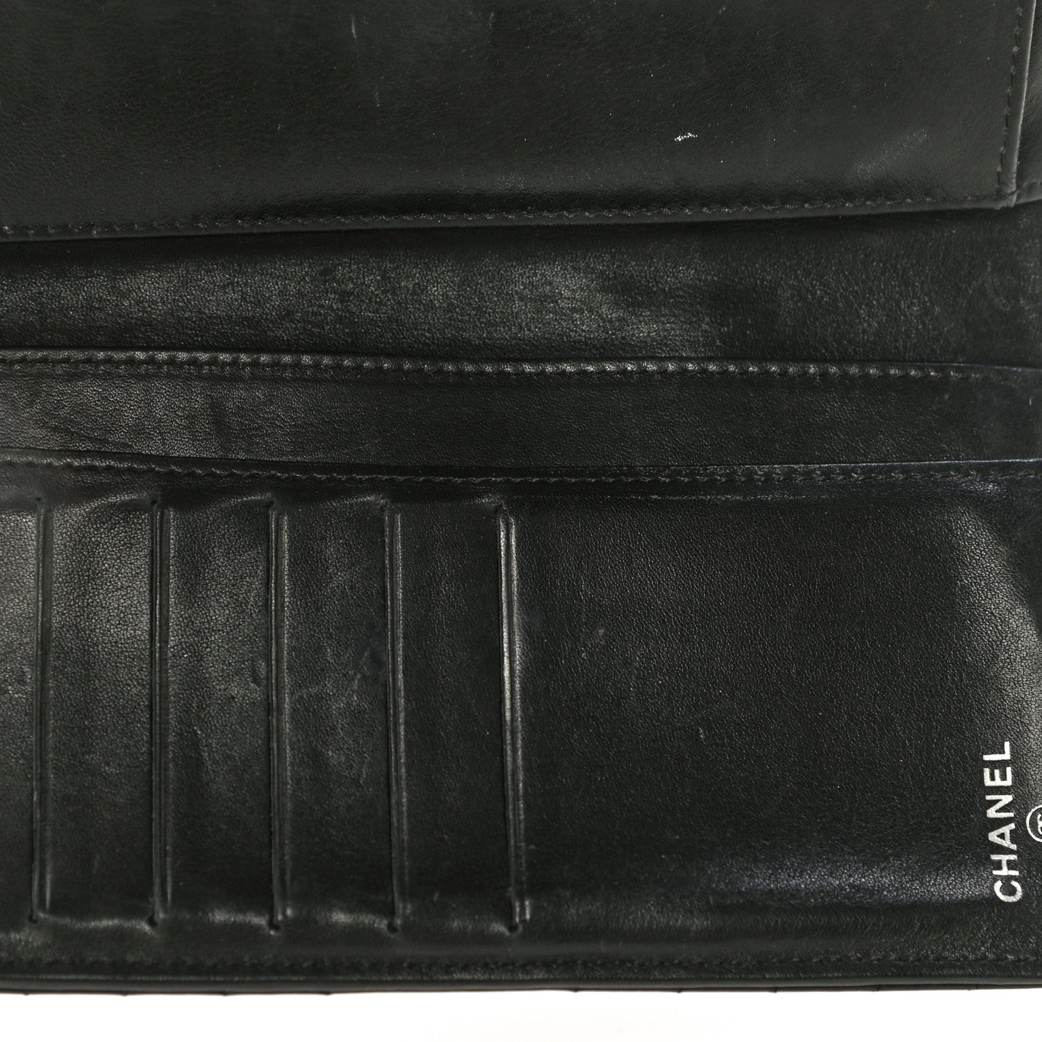 Chanel Lambskin Chevron Quilted Large Flap Clutch Wallet Black 15 of 22