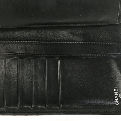 Chanel Lambskin Chevron Quilted Large Flap Clutch Wallet Black 15 of 22