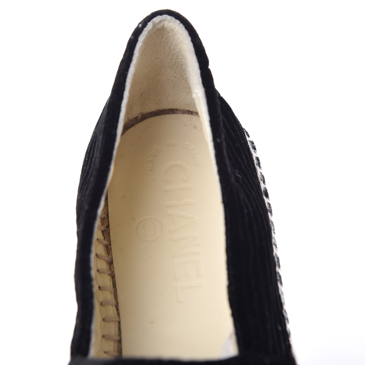 Chanel Velvet Grosgrain CC Espadrilles 37 Black 5 of 8