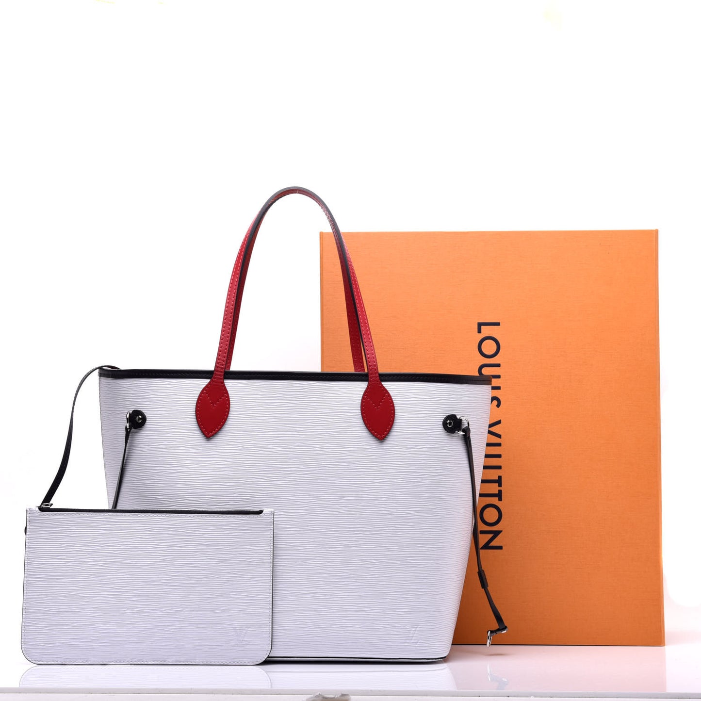 Epi Neverfull MM White Scarlet Black