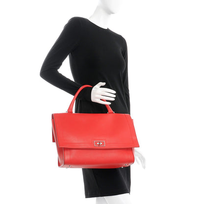 Givenchy Grained Calfskin Medium Shark Lock Satchel Red 3 of 10