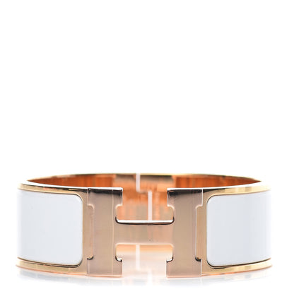Hermes Enamel Wide Clic Clac H Bracelet GM White 1 of 6