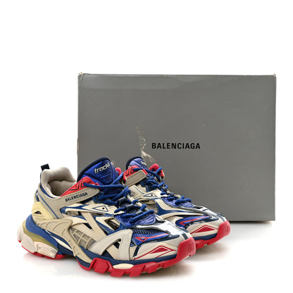 Balenciaga Rubber Mesh Bi-Color Womens Track.2 Open Sneakers 39 Beige Blue Red 20 of 20