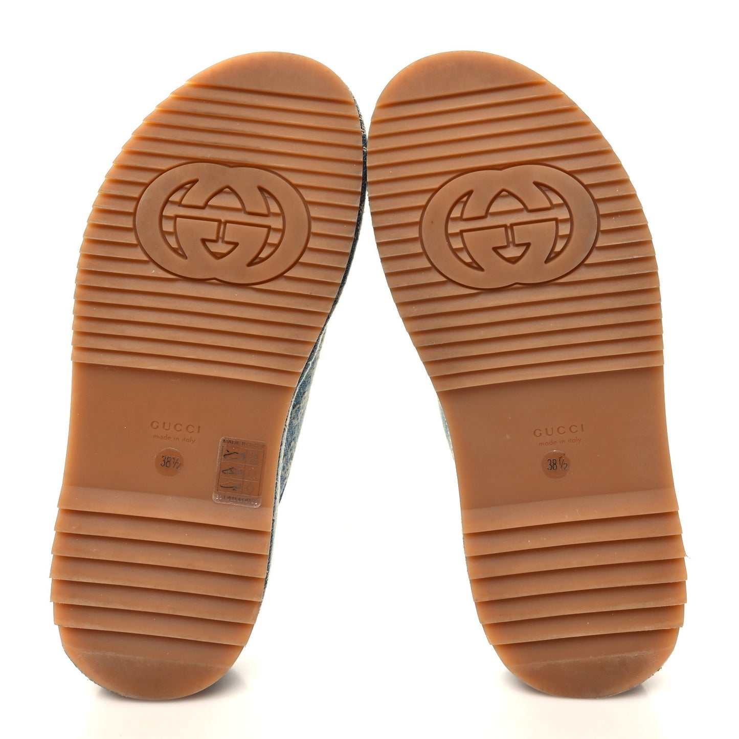 New Denim GG Monogram Angelina Platform 55mm Slide Sandals 38.5 Blue