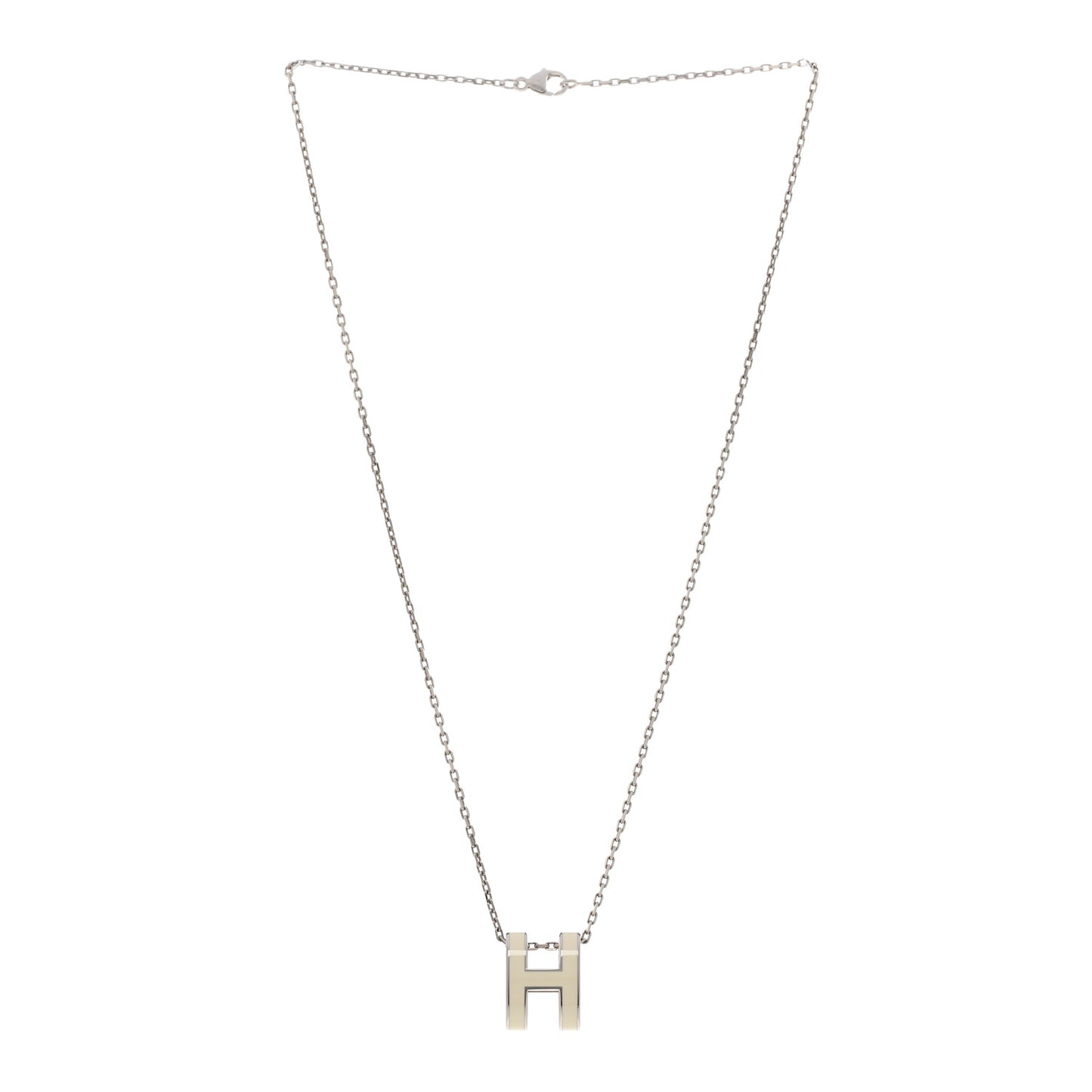 Lacquered Palladium Pop H Pendant Necklace White