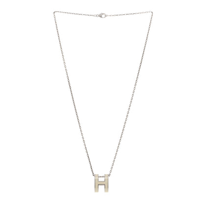 Hermes Lacquered Palladium Pop H Pendant Necklace White 3 of 7