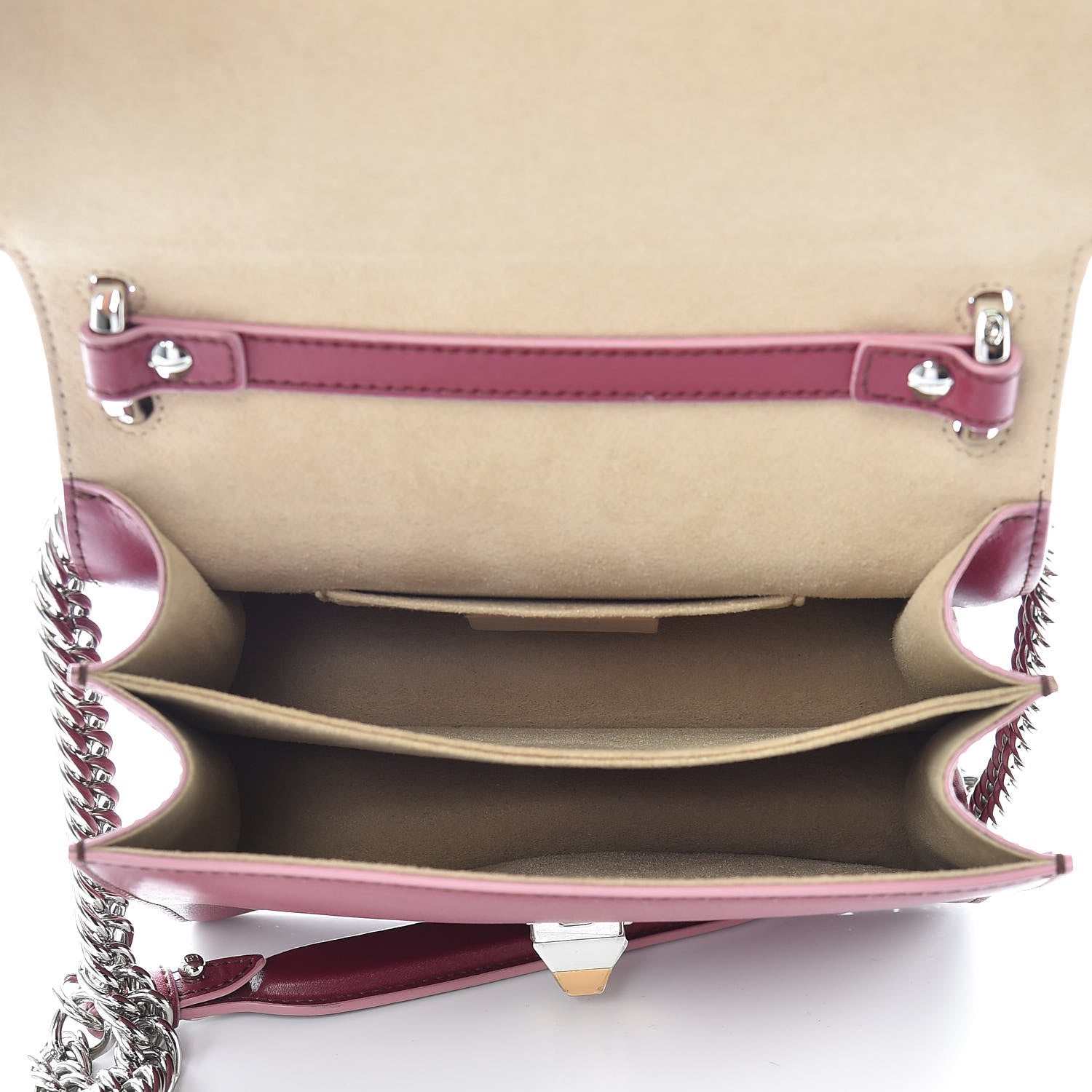 Fendi Vitello Liberty Scalloped Studded Small Kan I Shoulder Bag Black Cherry Multicolor 7 of 10
