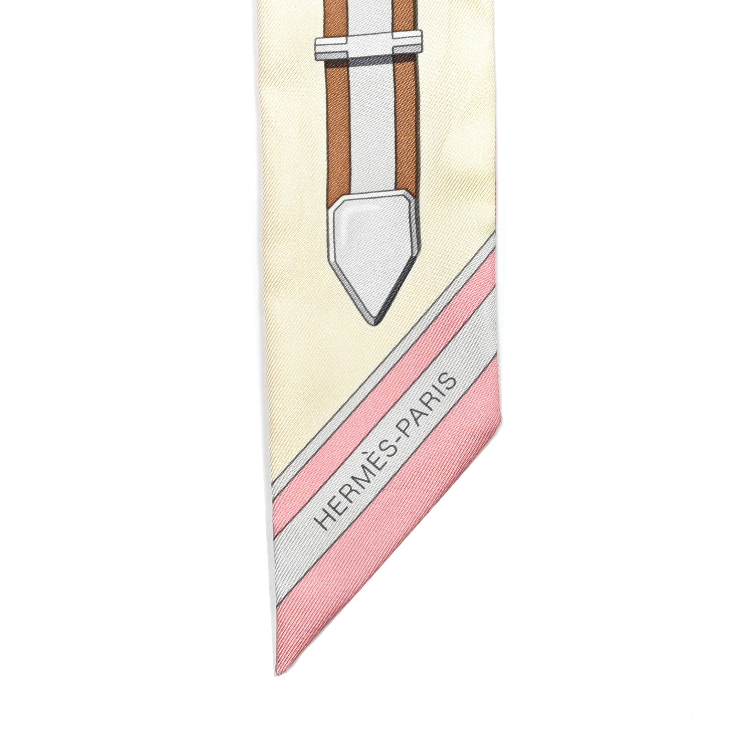 Hermes Silk Grand Tralala Twilly Rose Poudre Jaune 4 of 4