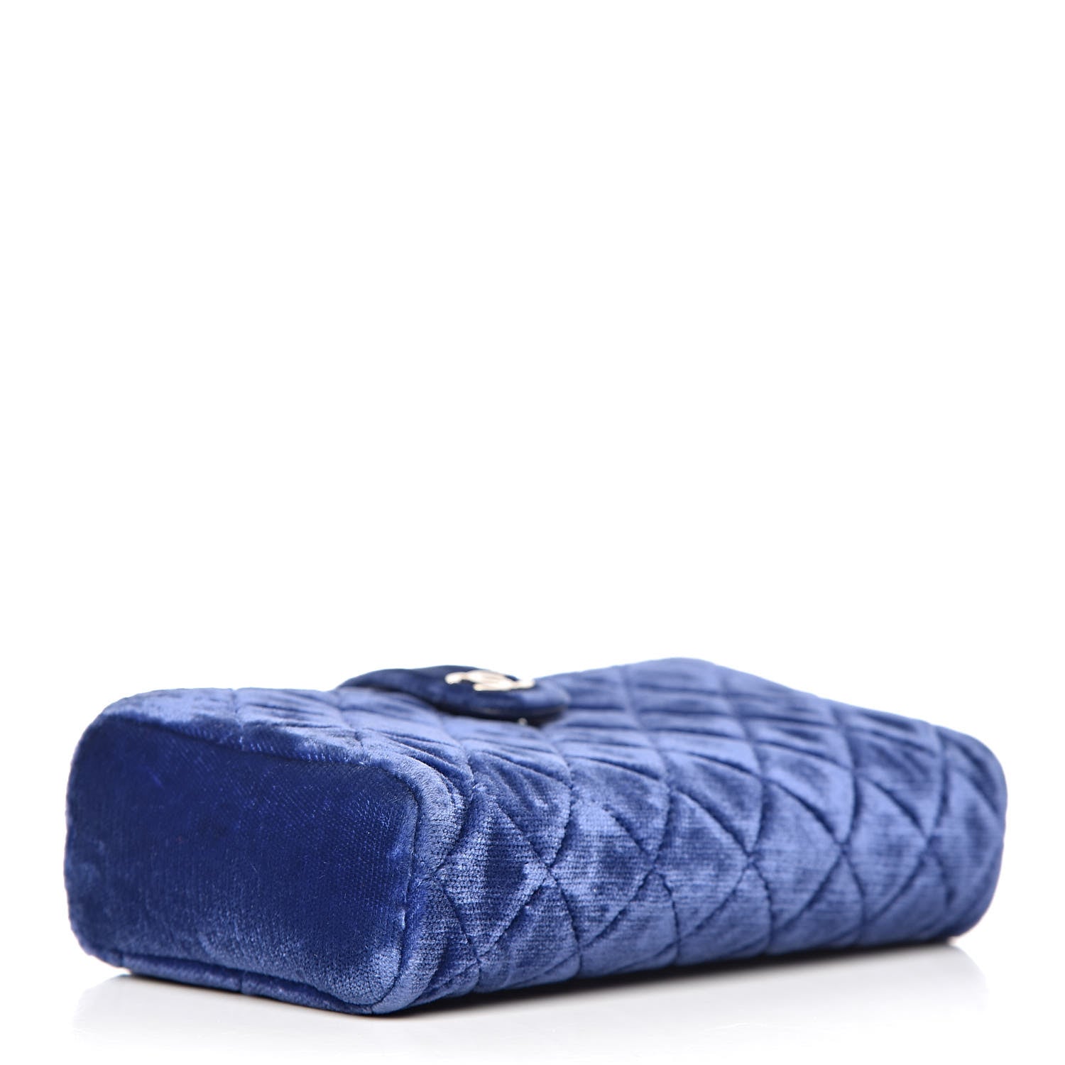 Chanel Velvet Quilted Mini Phone Holder Crossbody Bag Blue 4 of 12