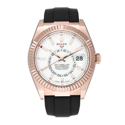 Rolex 18K Everose Gold Oysterflex 42mm Oyster Perpetual Sky-Dweller Watch White 326235 1 of 5