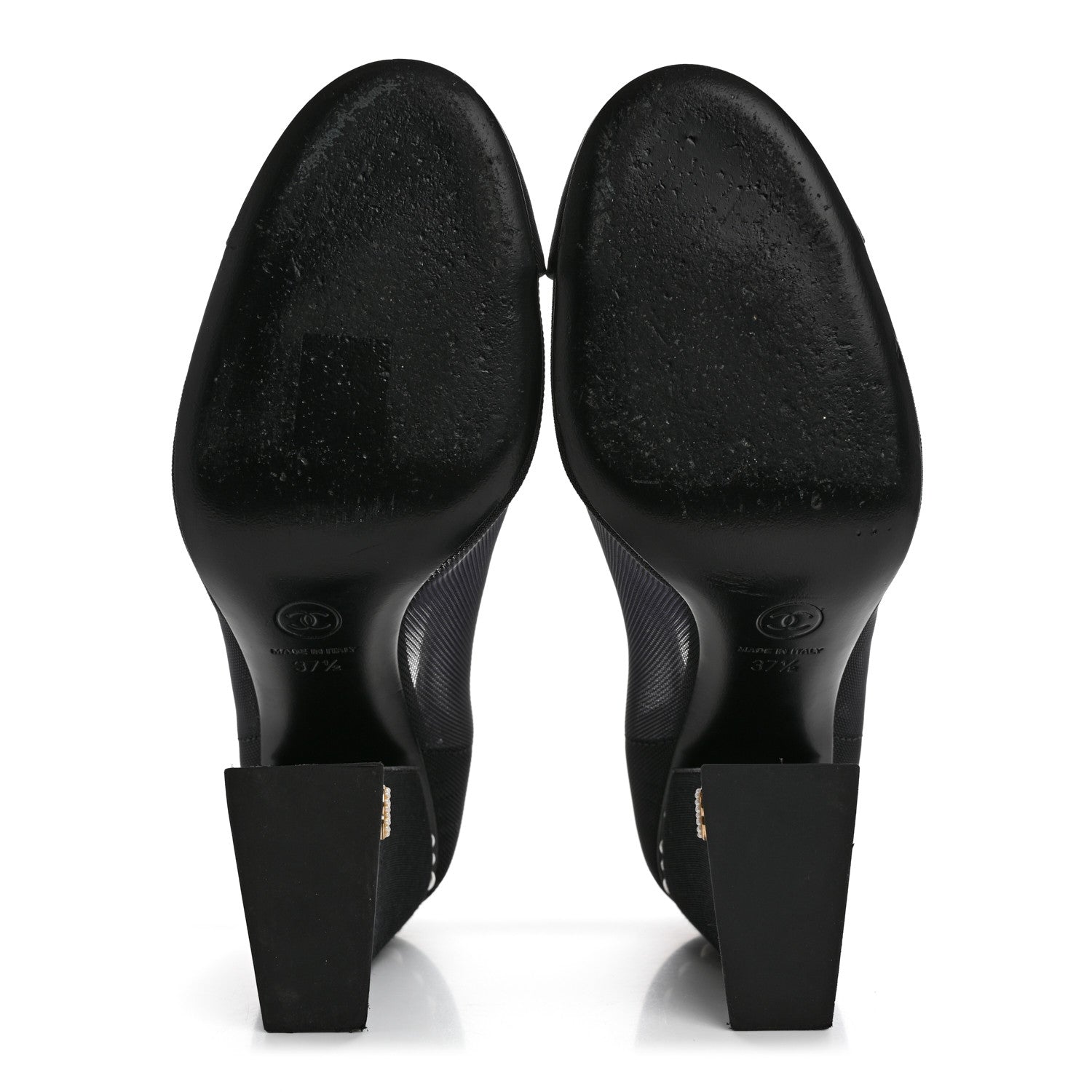 Chanel Mesh Suede Grosgrain Pearls Cap Toe Mary Jane Pumps 37.5