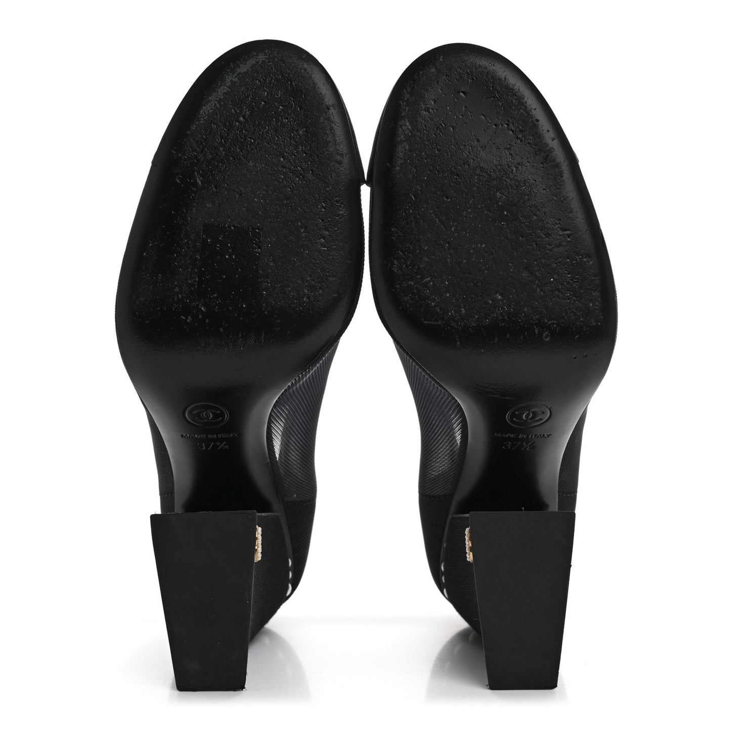 Mesh Suede Grosgrain Pearls Cap Toe Mary Jane Pumps  37.5 Black