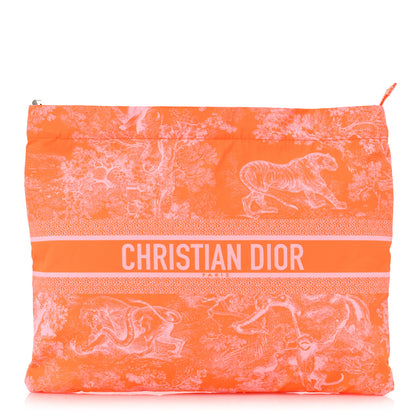 Christian Dior Canvas Embroidered Toile De Jouy Diortravel Zipped Pouch Orange 1 of 10