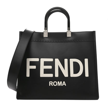Fendi Vitello King Plexiglass Medium Fendi Sunshine Shopper Tote Black White 1 of 9