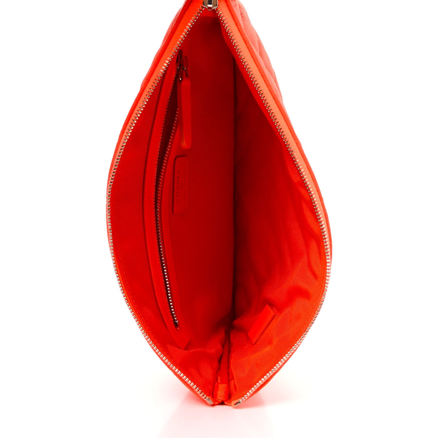 Goatskin Quilted Large Reissue Cosmetic Case Orange