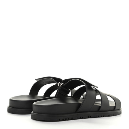 Hermes Calfskin Womens Chypre Sandals 37 Black 4 of 9