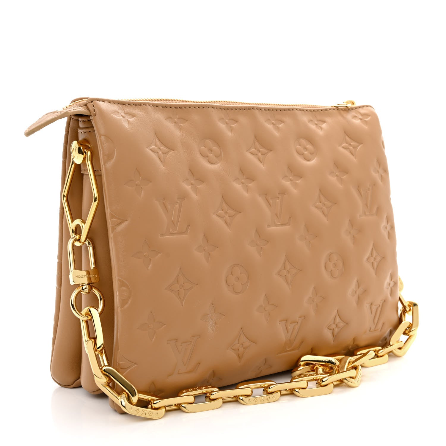 Louis Vuitton Lambskin Embossed Monogram Coussin PM Camel 3 of 11