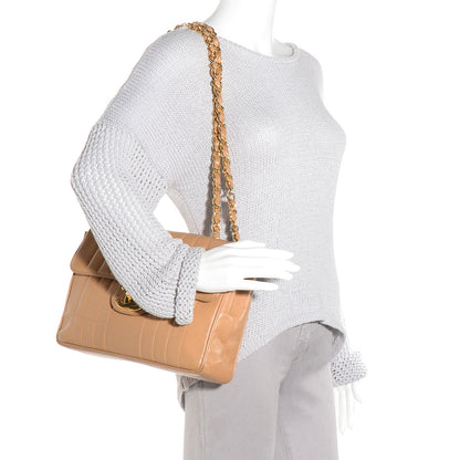 Chanel Caviar Vertical Quilted Jumbo Single Flap Beige 2 of 9