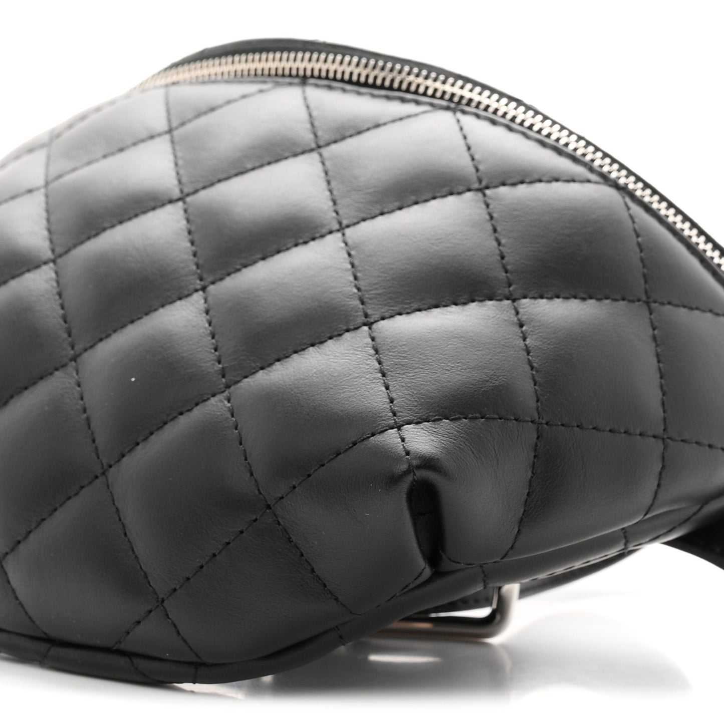 Calfskin Quilted Uniform Waist Belt Bag Black