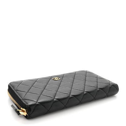 Chanel Lambskin Quilted Large Gusset Zip Around Wallet Black 4 of 12