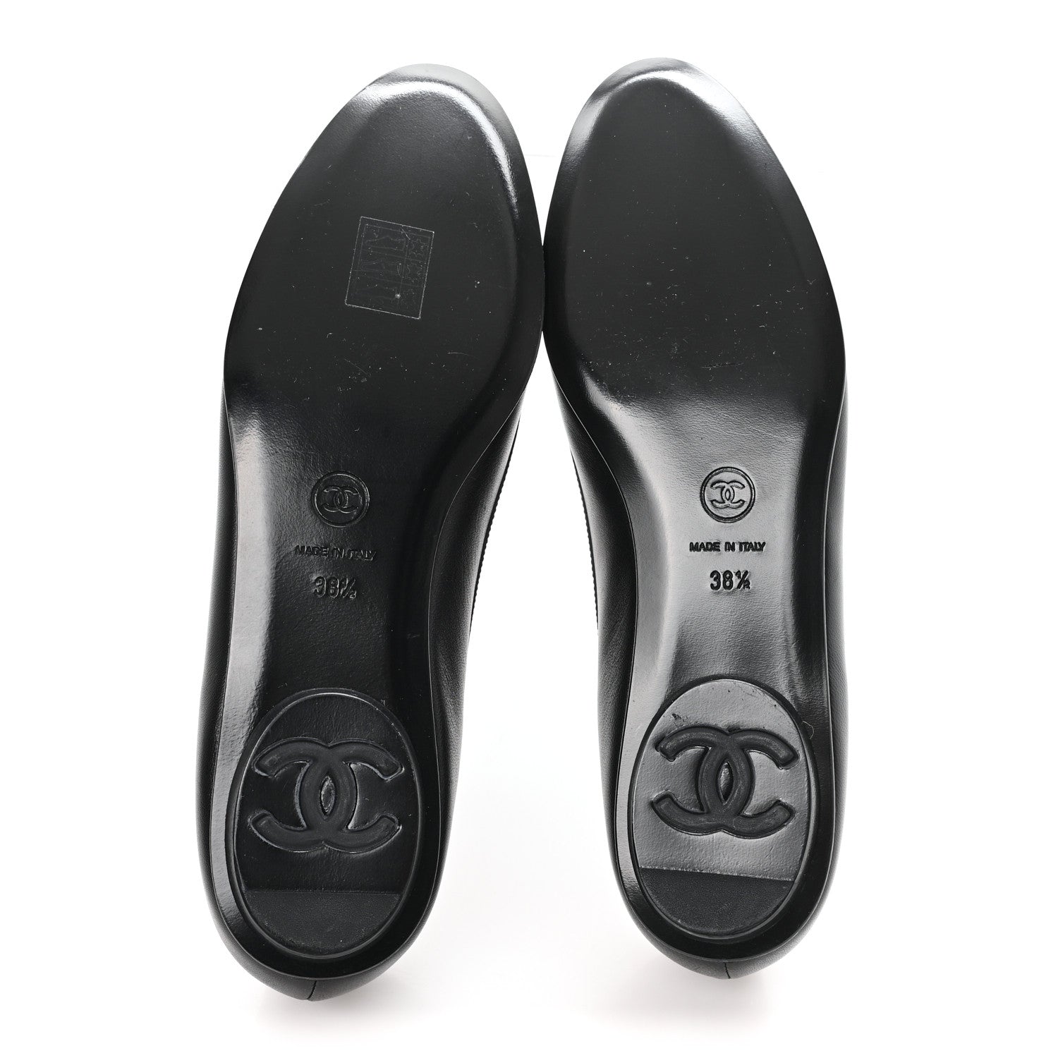 Chanel Calfskin Patent Cap Toe Ballerina Flats 38.5 Black 6 of 9