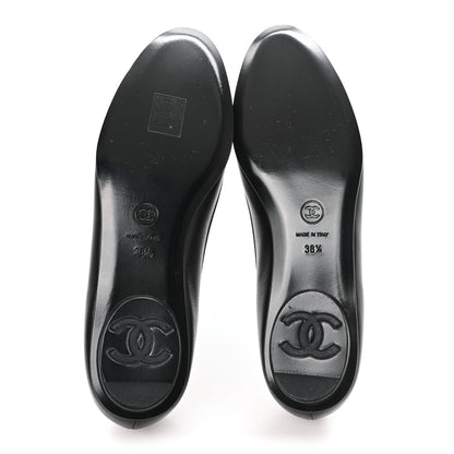 Chanel Calfskin Patent Cap Toe Ballerina Flats 38.5 Black 6 of 9