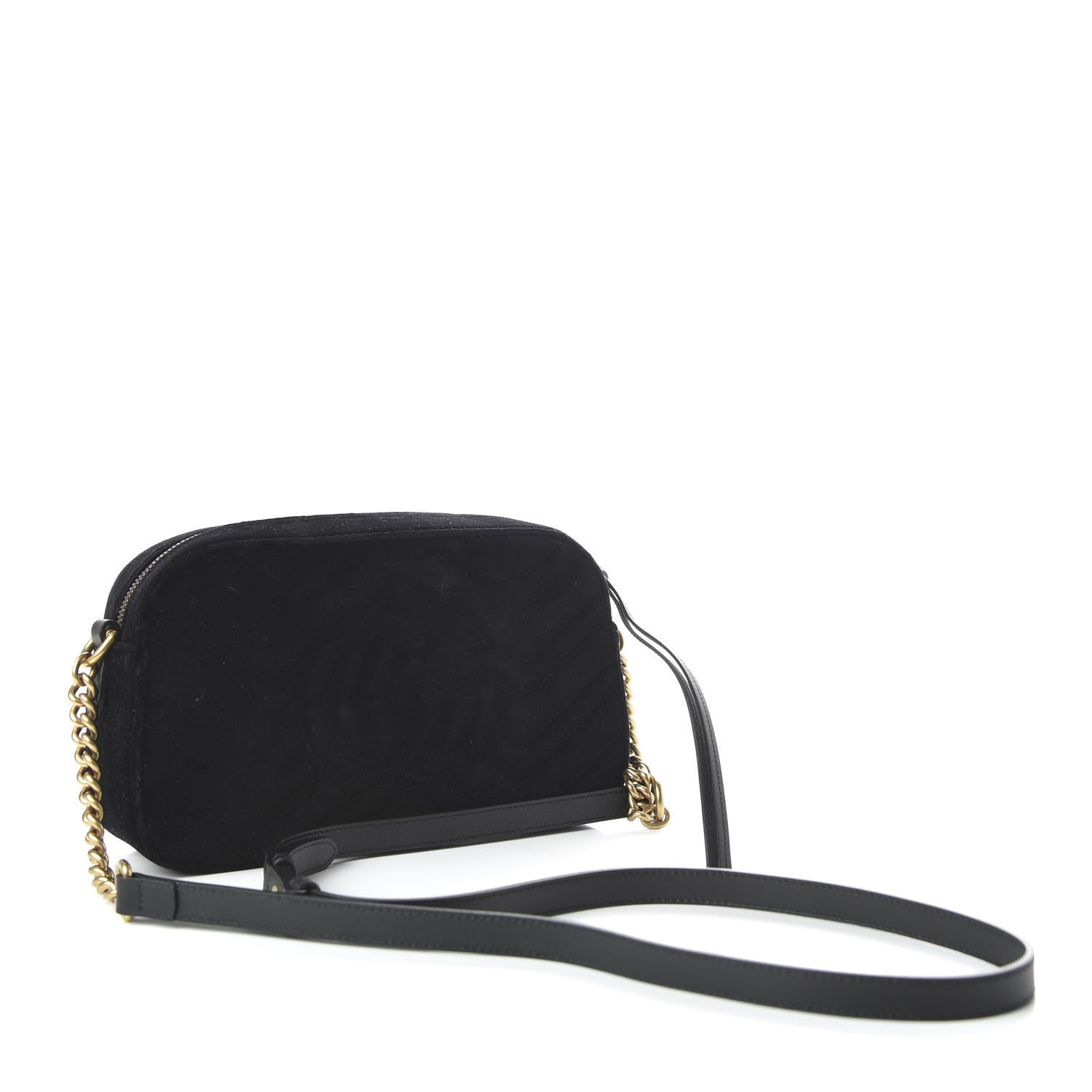 Gucci Velvet Matelasse Small GG Marmont Chain Shoulder Bag Black 3 of 10