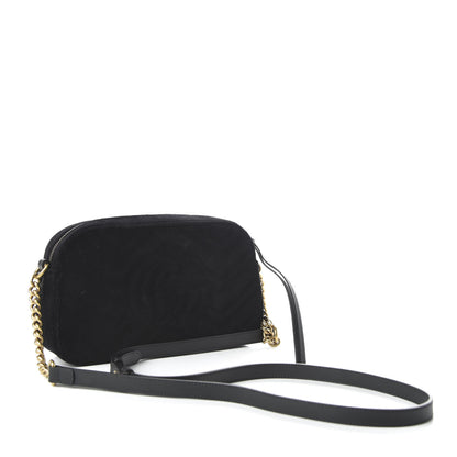 Gucci Velvet Matelasse Small GG Marmont Chain Shoulder Bag Black 3 of 10