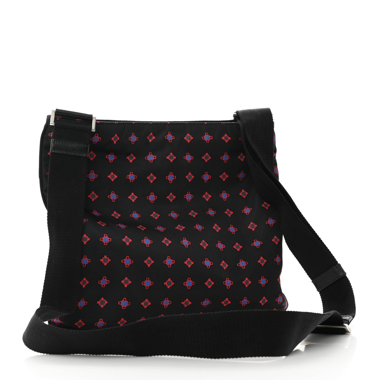 Tessuto Stampato Nylon Flat Messenger Bag Black