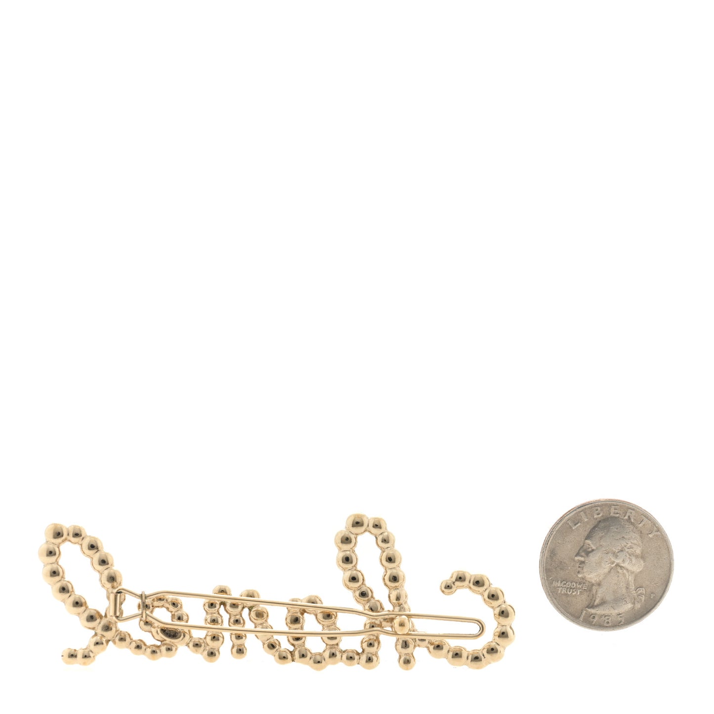Metal Glass Swirling Pearls Hair Clip Gold