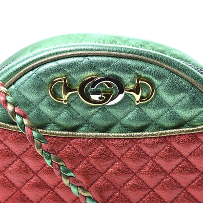 Gucci Laminated Nappa Trapuntata Mini Zumi Dome Shoulder Bag Rosso Jasmine Green Rame 10 of 10