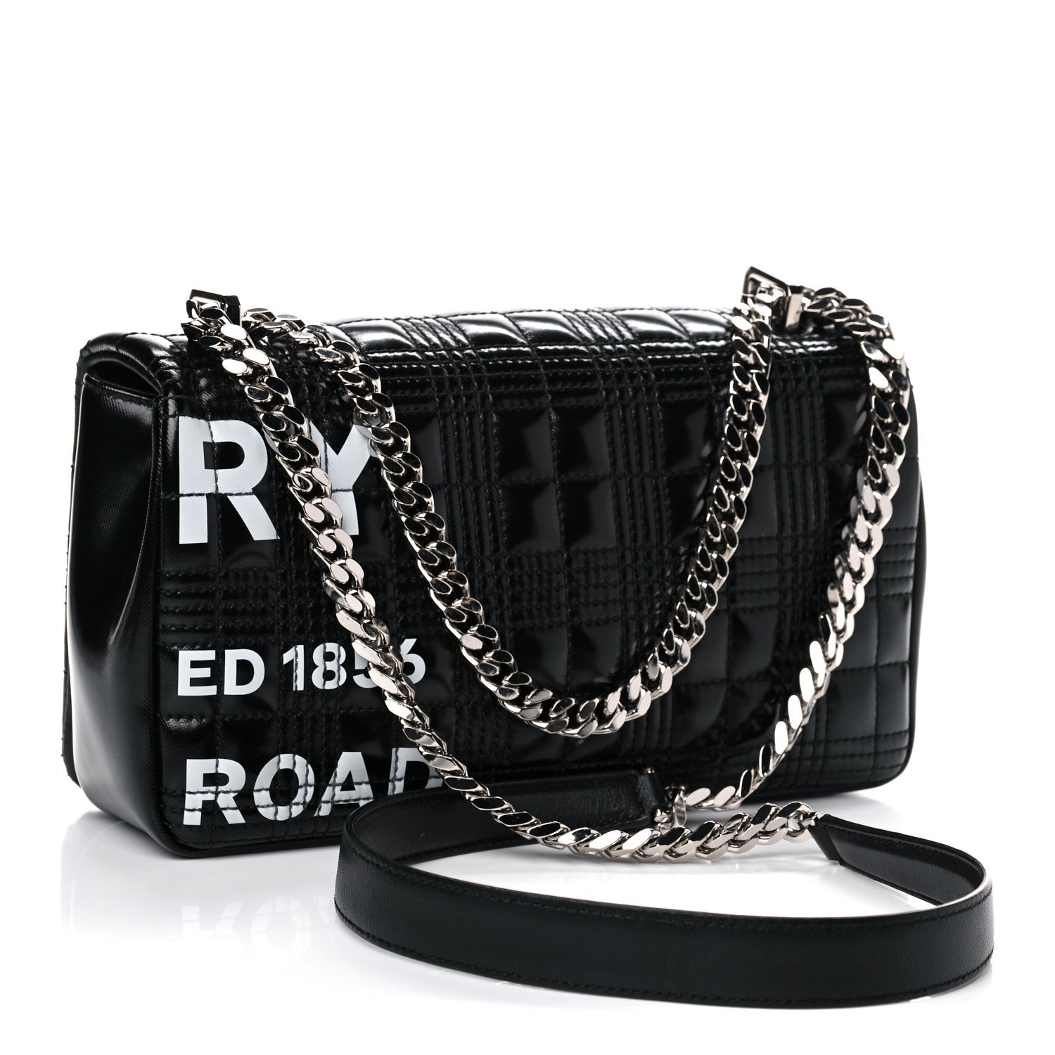 Burberry Patent Quilted Horseferry Print Small Lola Bag Black 3 of 15