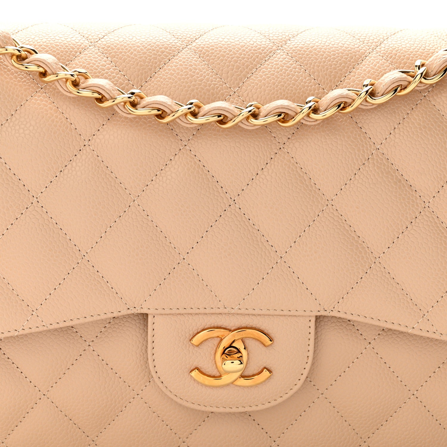 Chanel Caviar Quilted Jumbo Double Flap Light Beige 8 of 12