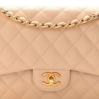 Chanel Caviar Quilted Jumbo Double Flap Light Beige 8 of 12