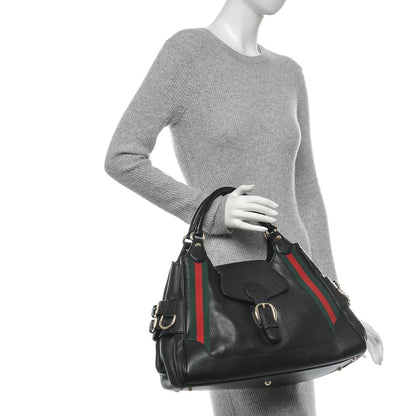 Gucci Calfskin Medium Web Heritage Shoulder Bag Black 2 of 6