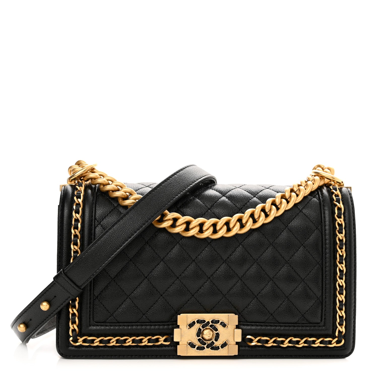 Chanel Caviar Quilted Medium Chain Around Boy Flap Black 1 of 11