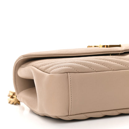 Saint Laurent Sheepskin Matelasse Chevron Monogram Medium College Bag Dark Beige 9 of 11
