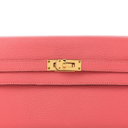 Hermes Chevre Mysore Kelly Longue Wallet Rose Lipstick 10 of 11