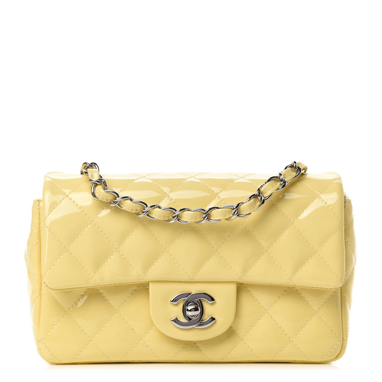 Chanel Patent Quilted Mini Rectangular Flap Yellow 1 of 11