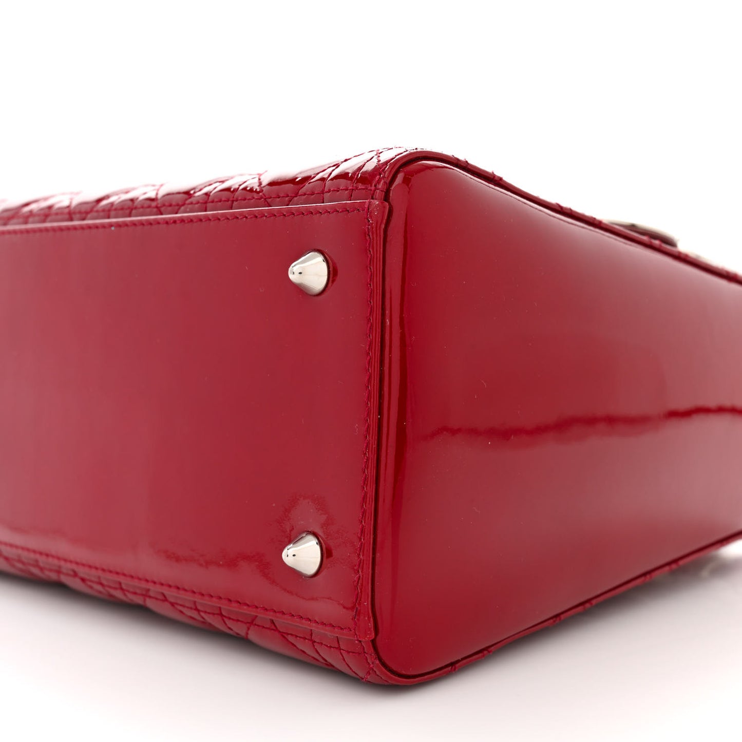 CHRISTIAN DIOR Patent Cannage Medium Lady Dior Red