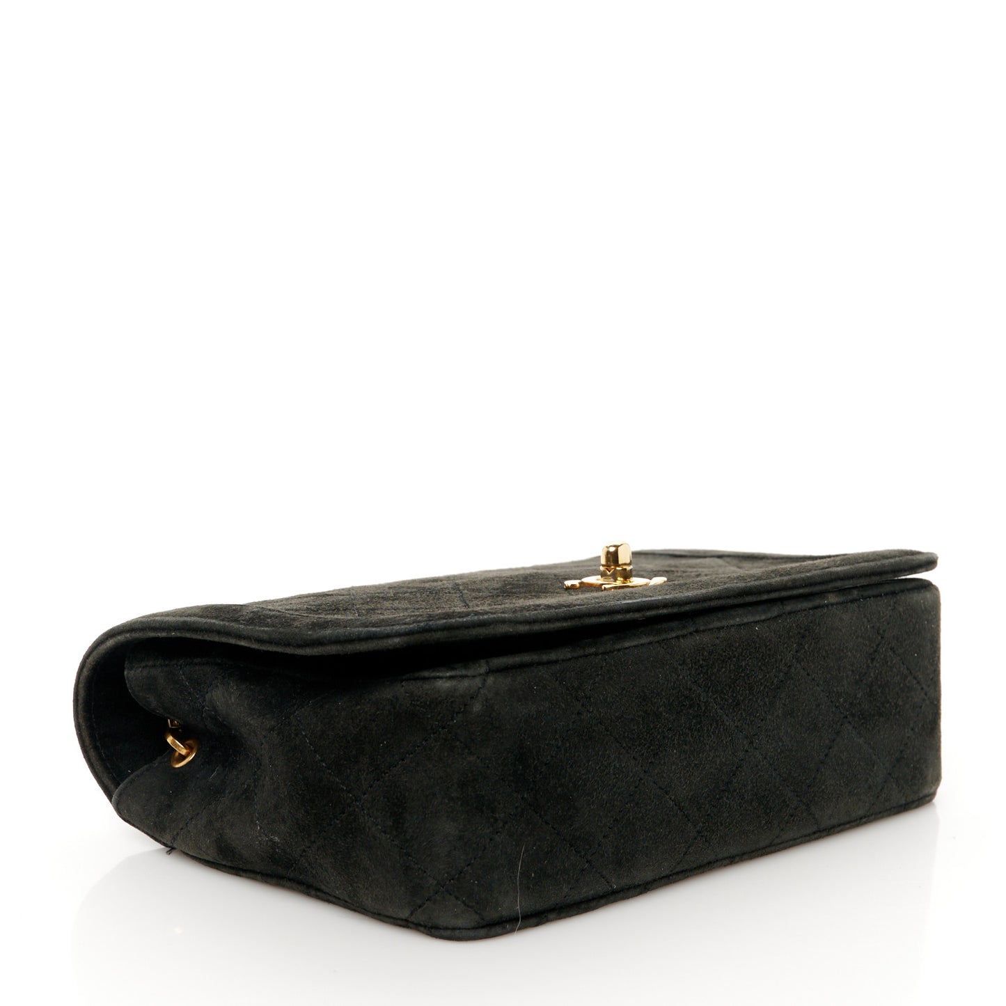 Suede Quilted Mini Flap Black