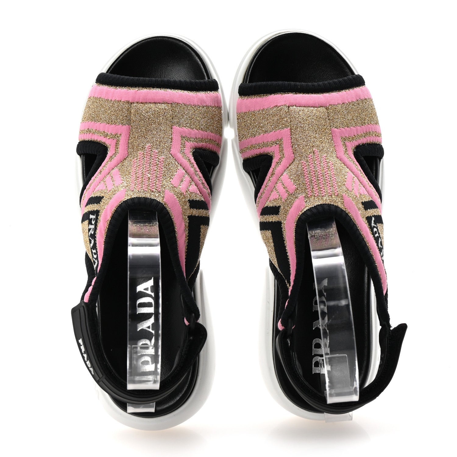 Prada Knit Cloudbust Sandals 35.5 Black Begonia Gold 2 of 9