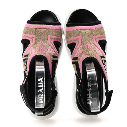 Prada Knit Cloudbust Sandals 35.5 Black Begonia Gold 2 of 9