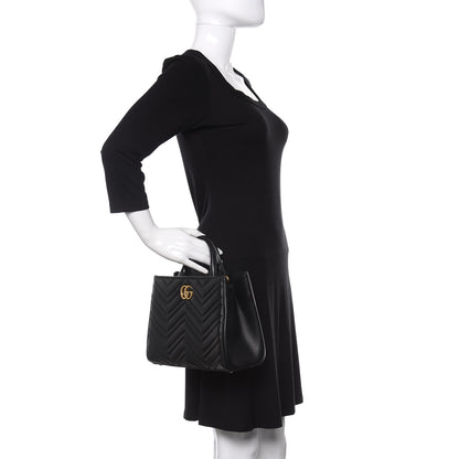 Gucci Calfskin Matelasse Small GG Marmont Tote Black 3 of 11