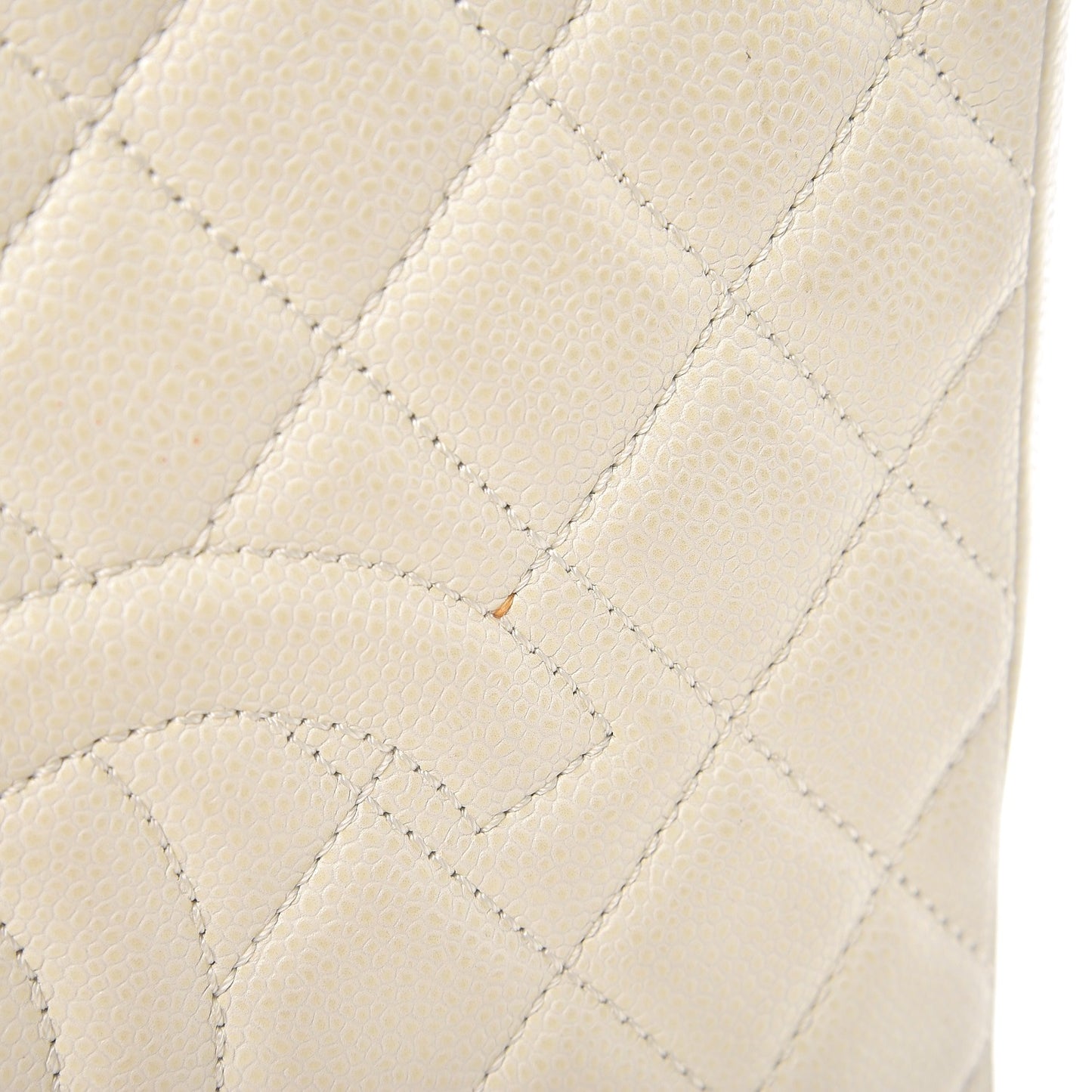 Caviar Quilted Petit Shopping Tote PST White
