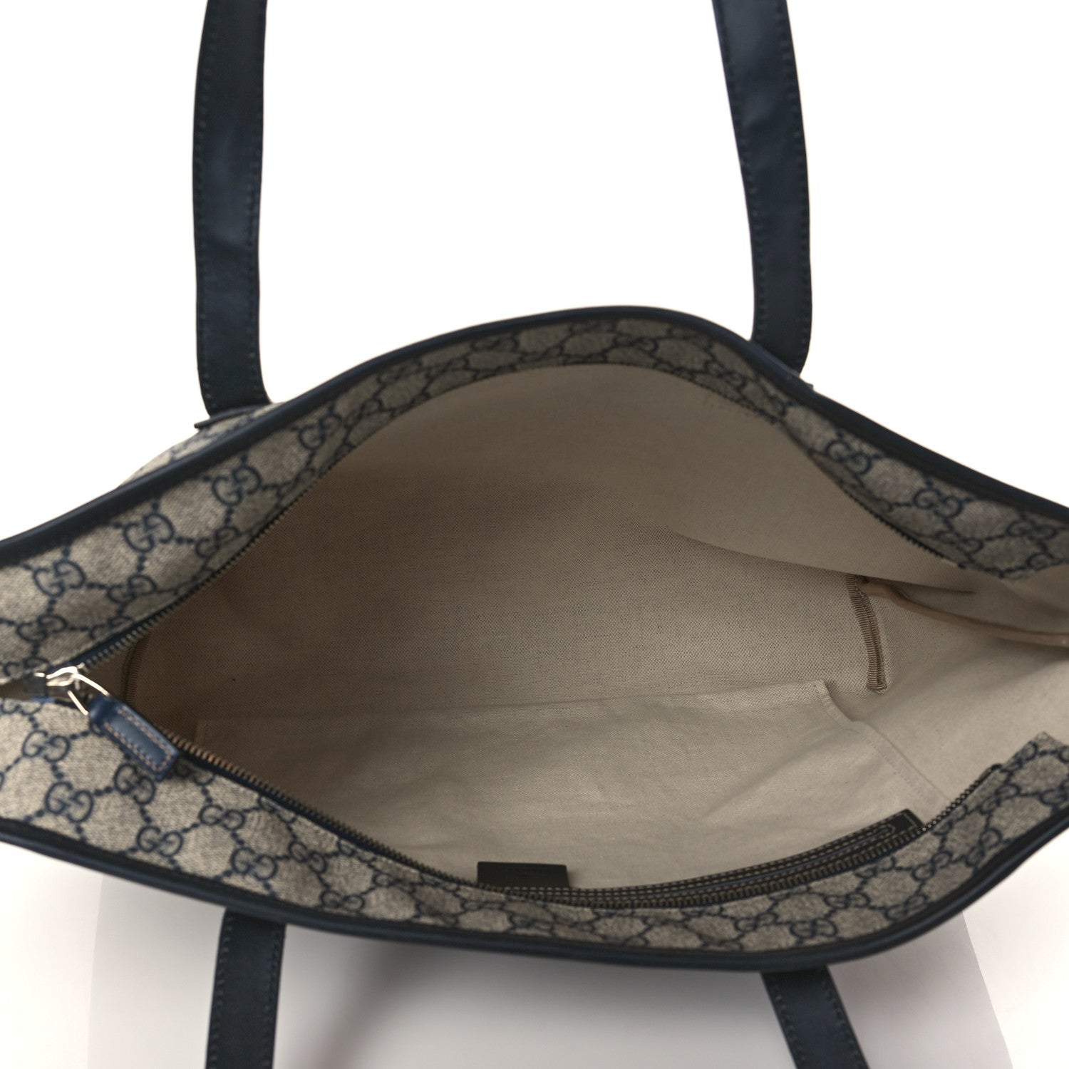 Gucci GG Supreme Monogram Medium Zippered Shopping Tote Navy 5 of 10