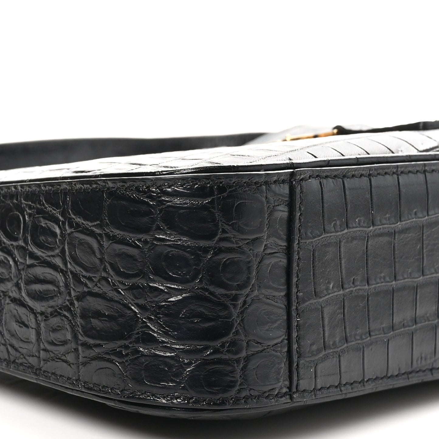 Calfskin Crocodile Embossed Le 5 A 7 Hobo Black