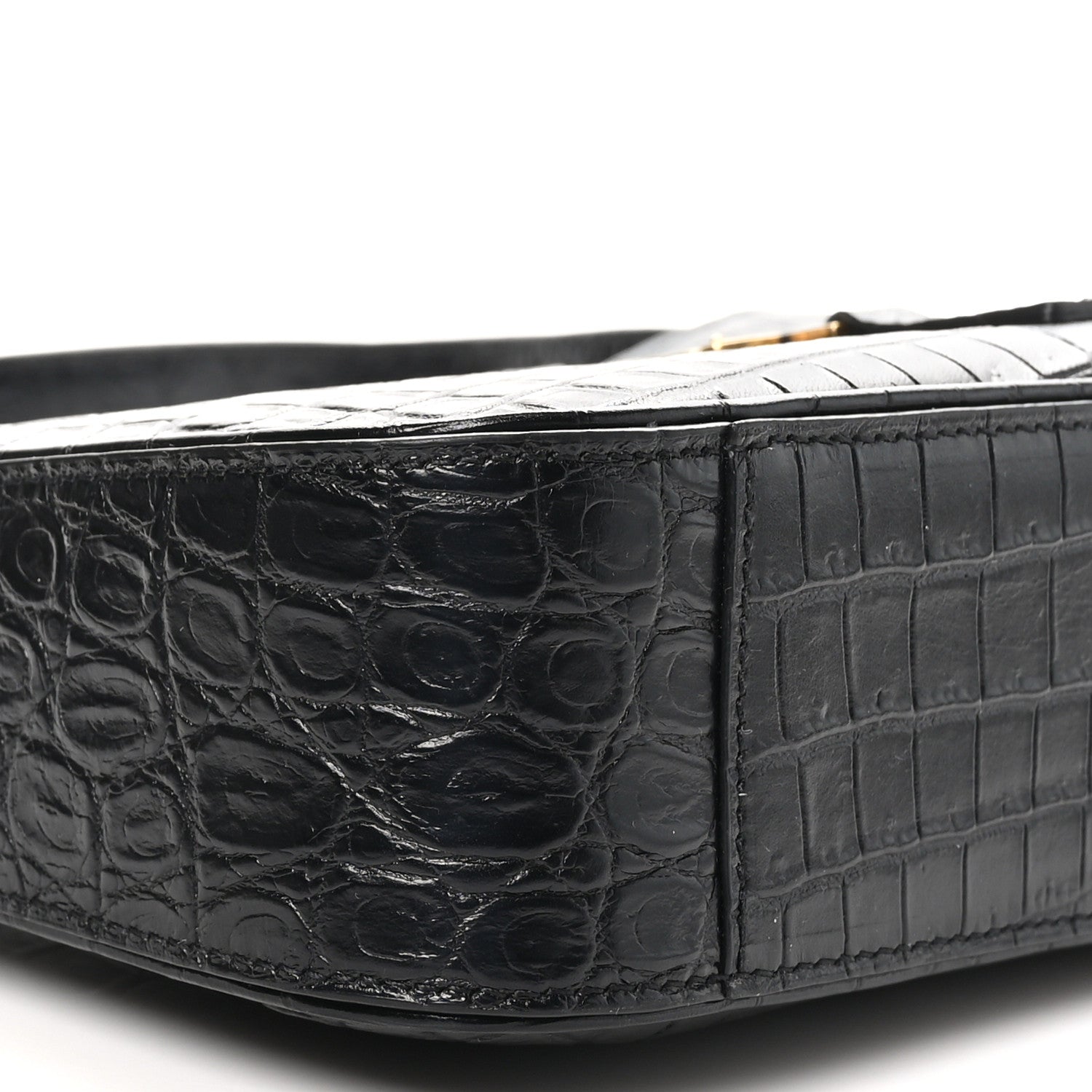 Saint Laurent Calfskin Crocodile Embossed Le 5 A 7 Hobo Black 9 of 10