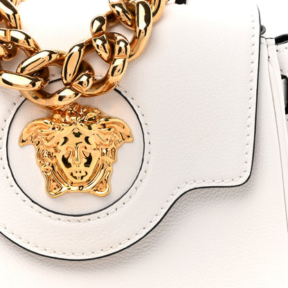 Versace Grained Calfskin Small La Medusa Top Handle Bag Optical White 7 of 14