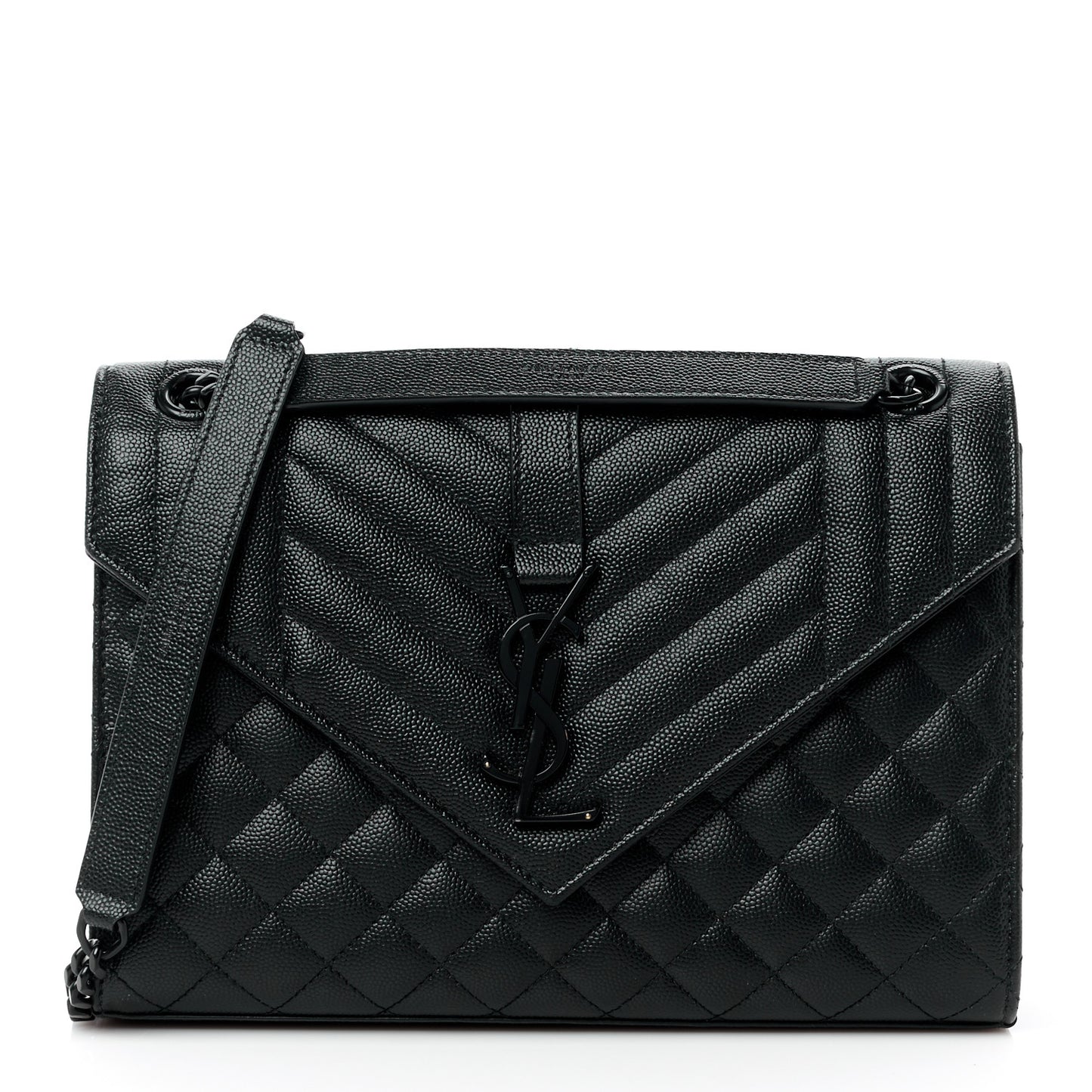 Grain De Poudre Textured Mixed Matelasse Triquilt Medium Monogram Monochrome Satchel Black